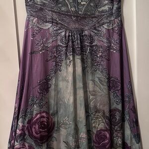 Chic Purple Floral Midi Dress